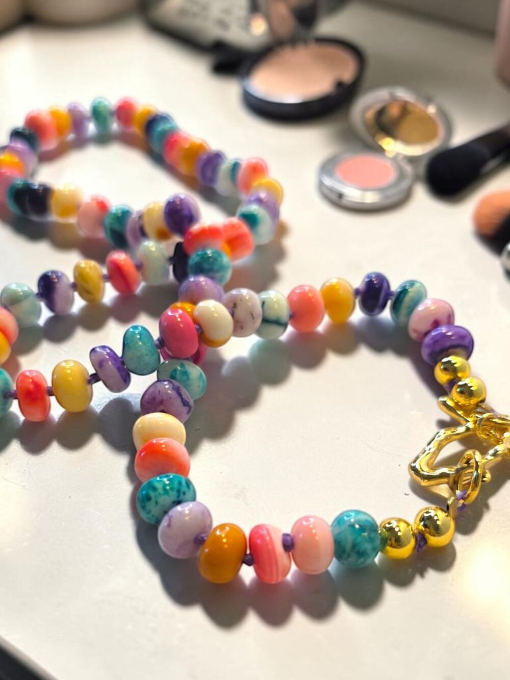 Hand-tied Opal Smooth Bead Necklace by Fucci Minnulli - Picture 3 of 5